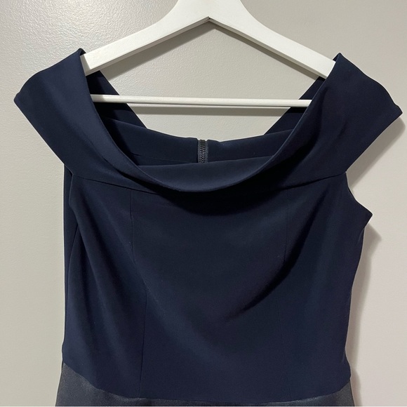Joseph Ribkoff Dress Style 181799 Off The Shoulder Fit and Flare Midnight Blue - Picture 8 of 12